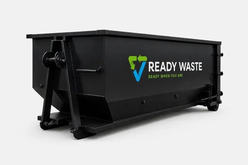 Ready Waste open-top roll-off dumpster rental at a jobsite
